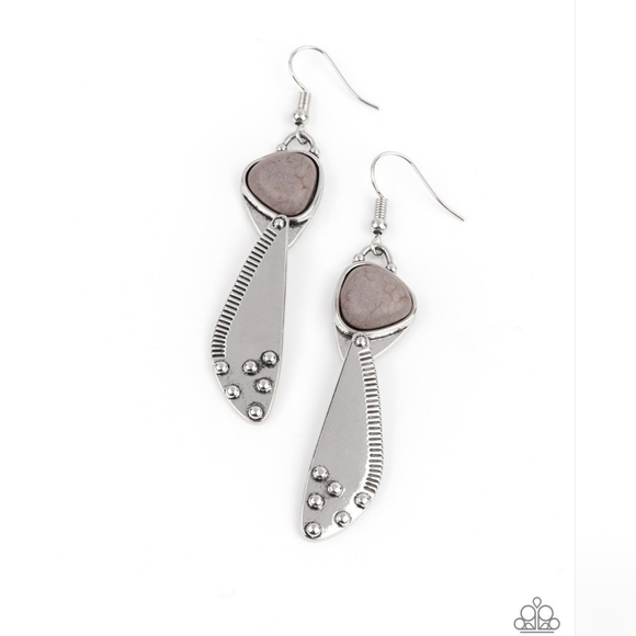 Paparazzi: Going Green Goddess, Silver Grey Earrings - Picture 3 of 3